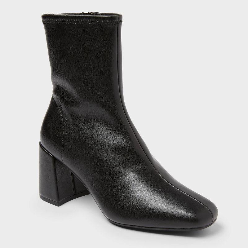 slide 1 of 3, Women's Pippa High Shaft Heeled Boots - A New Day™ Black 7, 1 ct