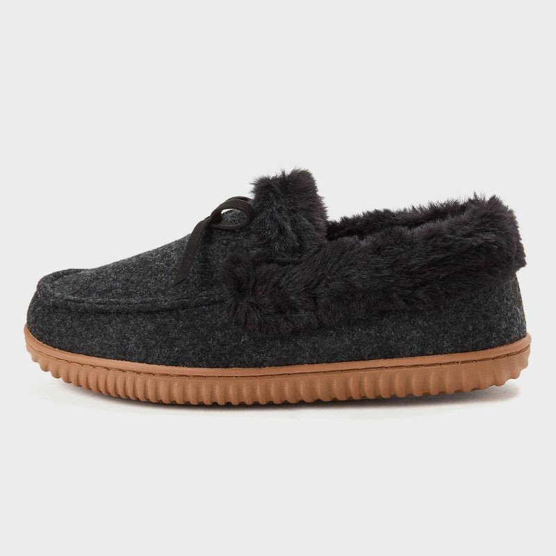 slide 2 of 5, dluxe by dearfoams Women's Alma Moccasin Slippers - Charcoal Gray M, 1 ct