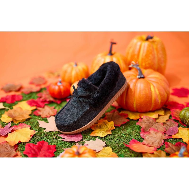 slide 6 of 6, dluxe by dearfoams Women's Alma Moccasin Slippers - Charcoal Gray L, 1 ct