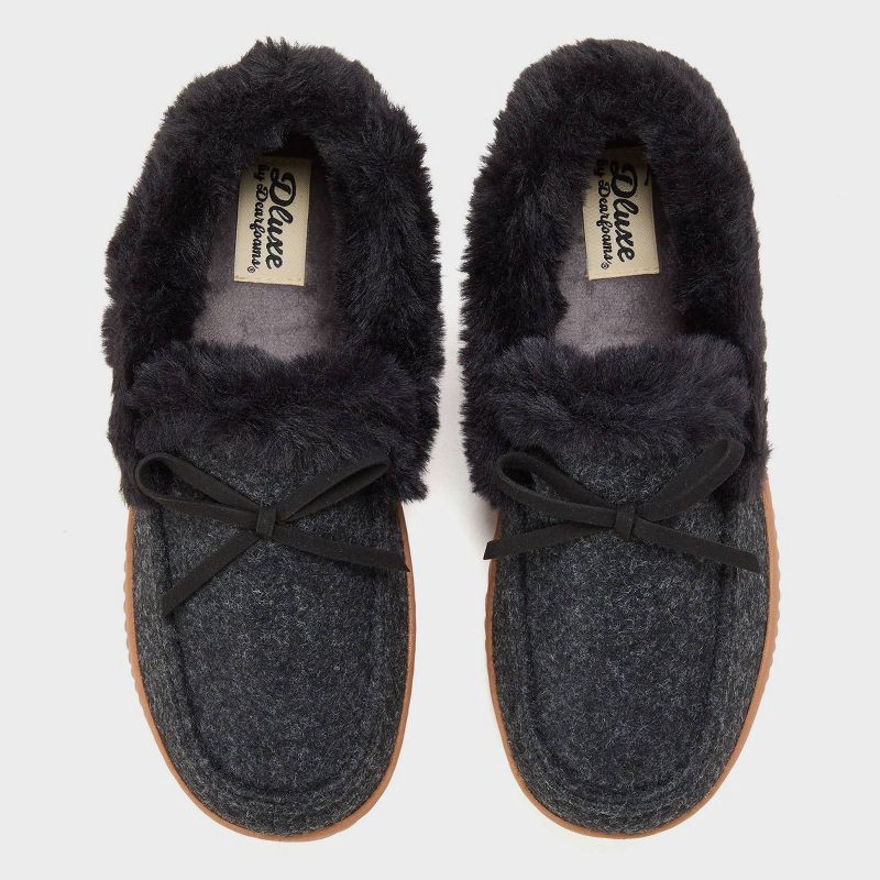 slide 5 of 6, dluxe by dearfoams Women's Alma Moccasin Slippers - Charcoal Gray XL, 1 ct