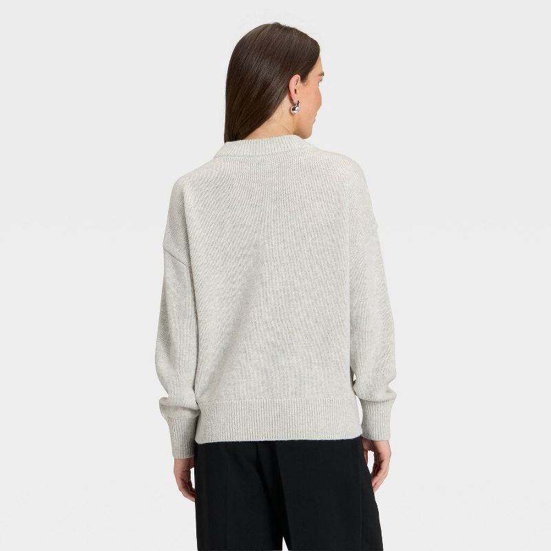 slide 2 of 3, Women's Woolen Crew Pullover Sweater - A New Day™ Heather Gray M, 1 ct