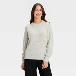 Women's Woolen Crew Pullover Sweater - A New Day™ Heather Gray L