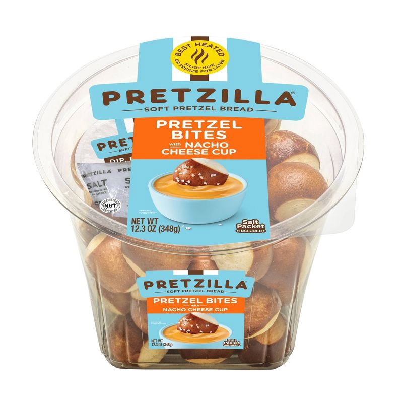 slide 3 of 5, Pretzilla Soft Pretzel Bites Tub with Nacho Dipping Sauce - 12.3oz, 12.3 oz