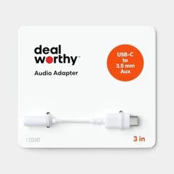 3inch USB-C to Aux Adapter - White - dealworthy™ White