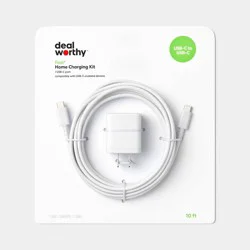 USB-C Wall Charger with 10ft USB-C to USB-C Cable Home Charging Kit - dealworthy™ White