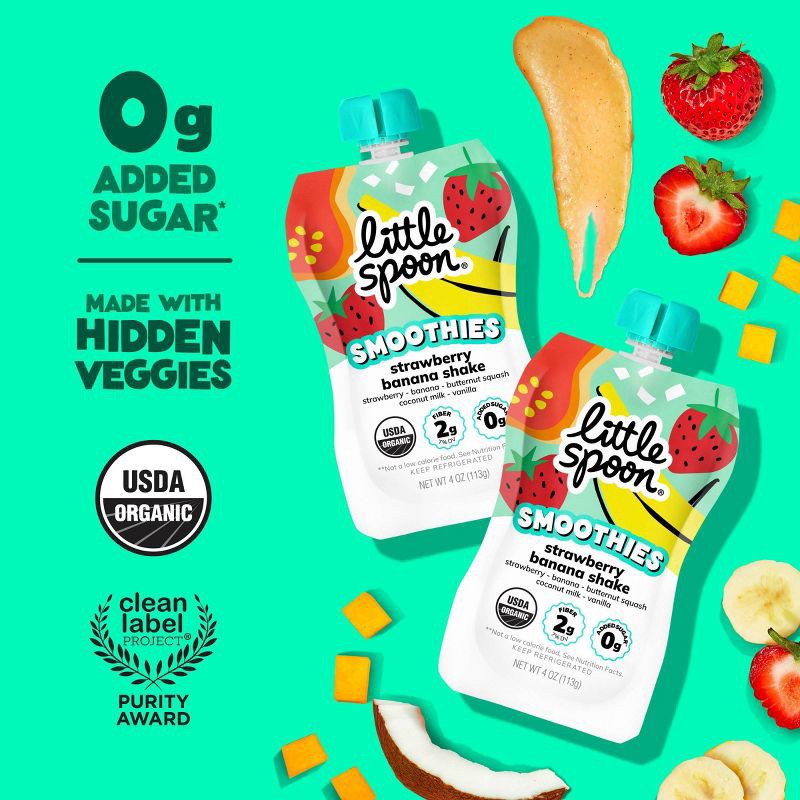 slide 2 of 6, Little Spoon Strawberry Banana Organic Kids' Smoothie - 4oz Refrigerated Pouch, 4 oz