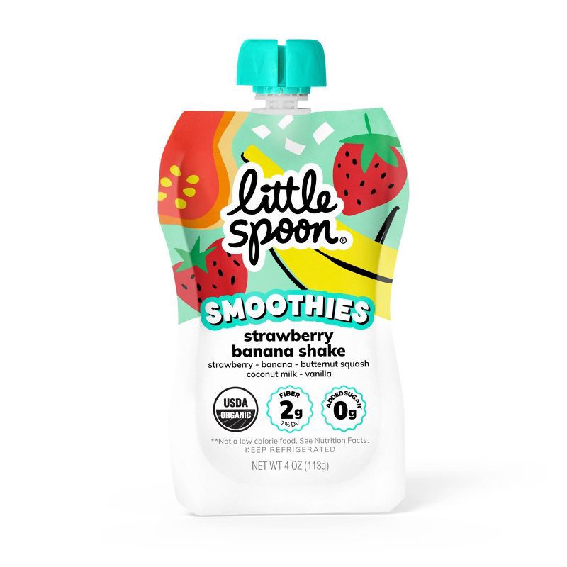 slide 1 of 6, Little Spoon Strawberry Banana Organic Kids' Smoothie - 4oz Refrigerated Pouch, 4 oz