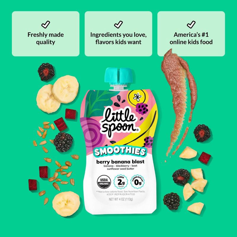 slide 6 of 6, Little Spoon Berry Banana Blast Organic Kids' Smoothie - 4oz Refrigerated Pouch, 4 oz