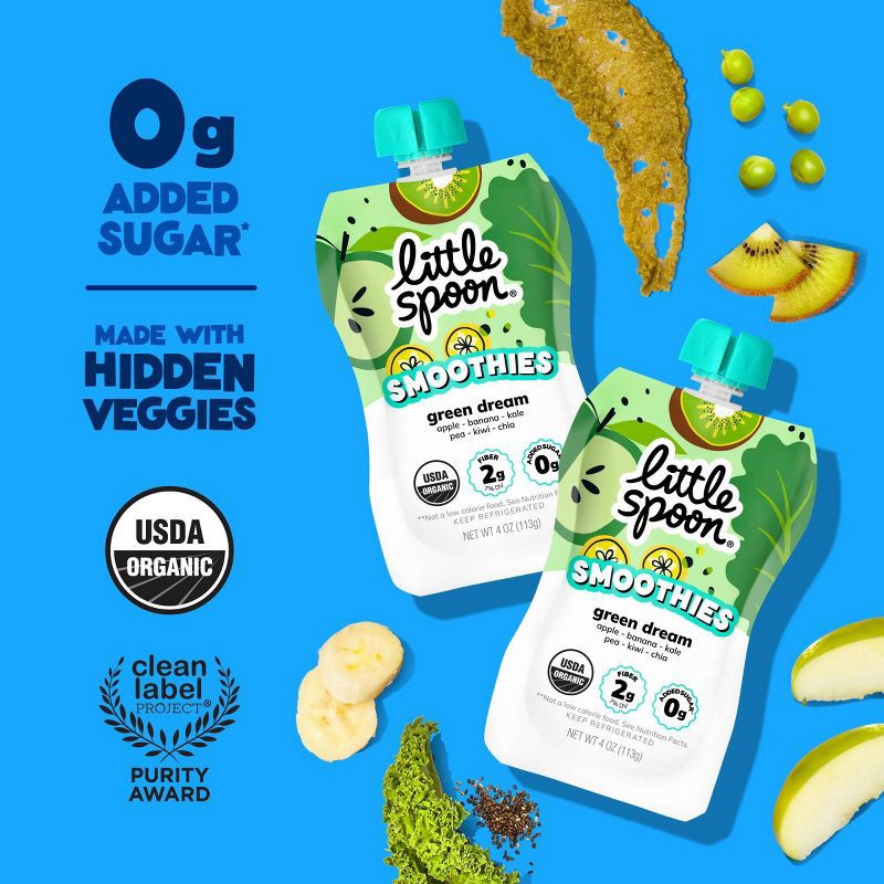 slide 2 of 6, Little Spoon Green Dream Organic Kids' Smoothie - 4oz Refrigerated Pouch, 4 oz