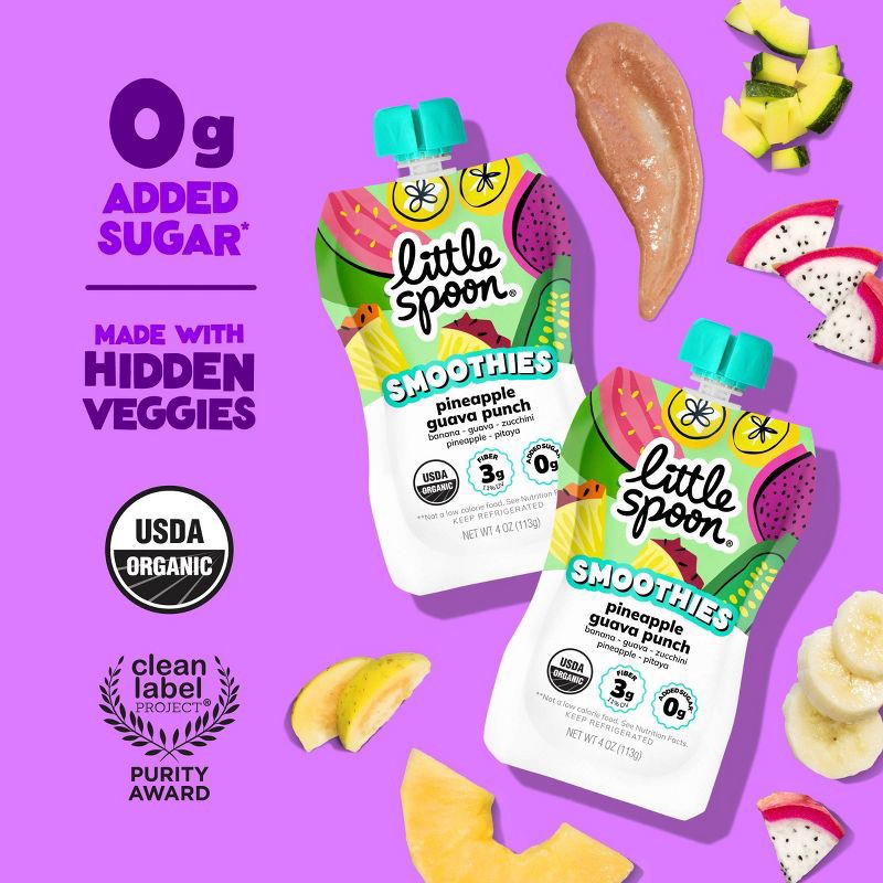 slide 2 of 6, Little Spoon Pineapple Guava Punch Organic Kids' Smoothie - 4oz Refrigerated Pouch, 4 oz