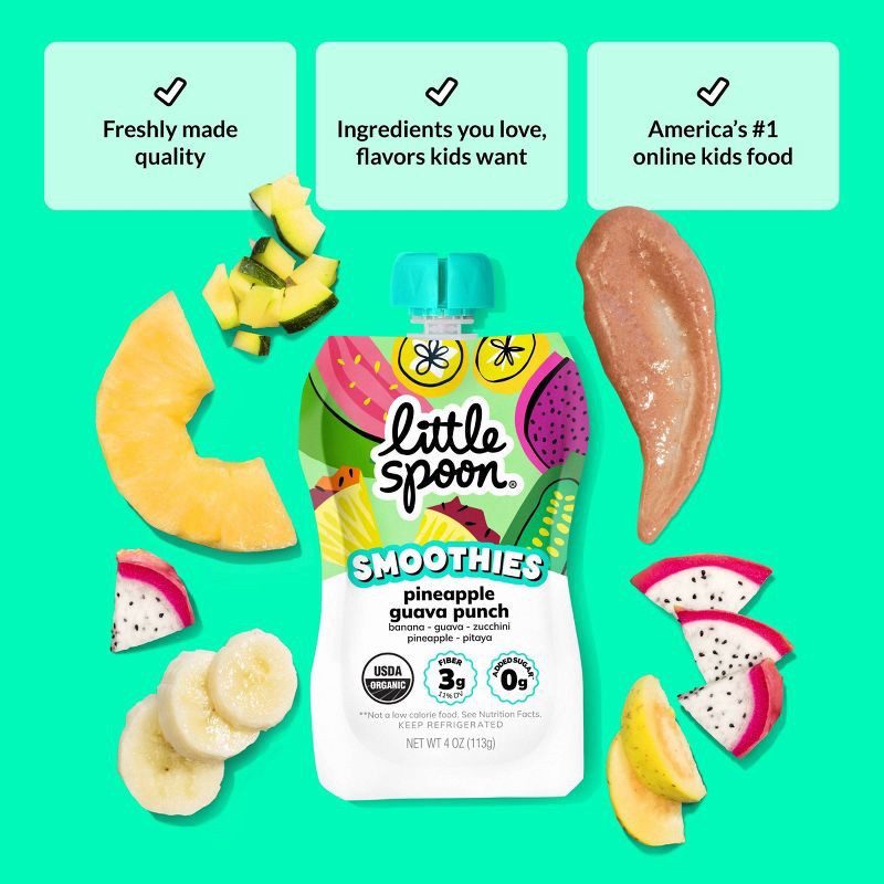 slide 6 of 6, Little Spoon Pineapple Guava Punch Organic Kids' Smoothie - 4oz Refrigerated Pouch, 4 oz