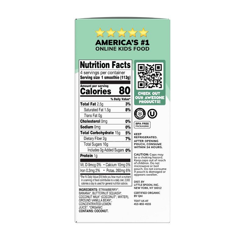 slide 3 of 7, Little Spoon Strawberry Banana Organic Kids' Smoothie - 16oz/4ct Refrigerated Pouches, 4 ct; 16 oz