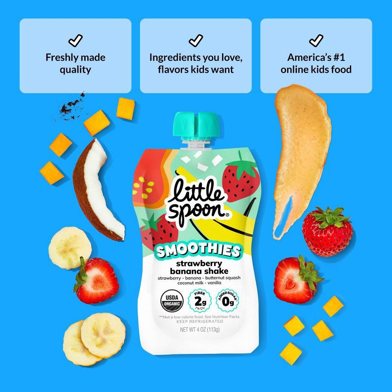slide 6 of 7, Little Spoon Strawberry Banana Organic Kids' Smoothie - 16oz/4ct Refrigerated Pouches, 4 ct; 16 oz