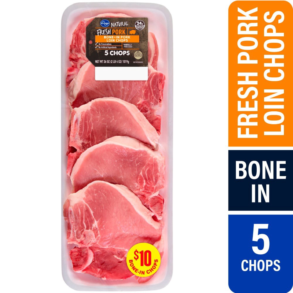 slide 3 of 3, Kroger® Bone-In Pork Loin Chops, 36 oz