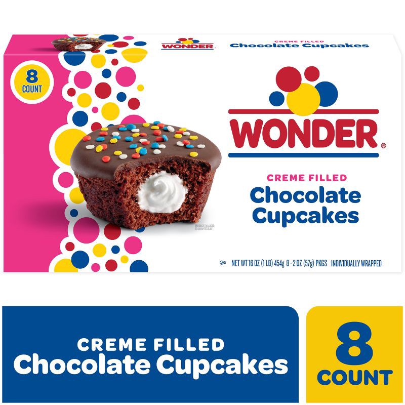 slide 9 of 10, Wonder Creme Filled Chocolate Cupcakes - 16oz/8ct, 8 ct; 16 oz