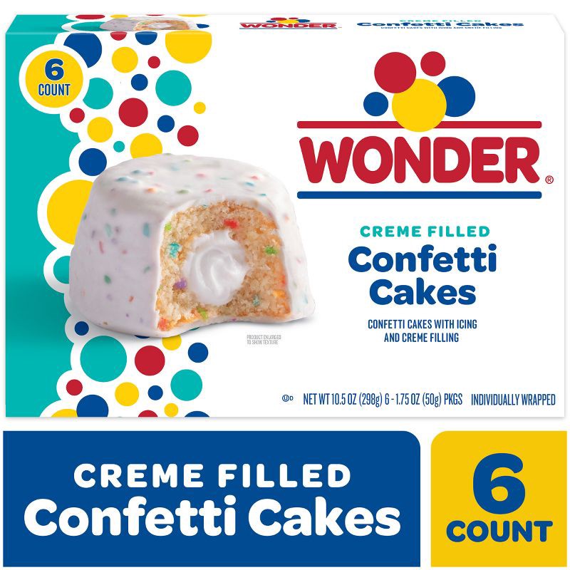 slide 10 of 12, Wonder Cream Filled Confetti Cakes - 10.5oz/6ct, 6 ct; 10.5 oz