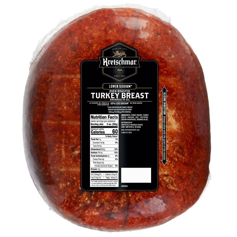 slide 2 of 5, Kretschmar Lower Sodium Oven Roasted Turkey Deli Fresh Sliced - price per lb, per lb
