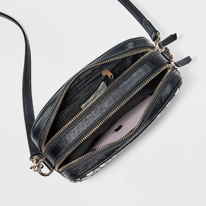 slide 4 of 5, Double Zip Camera Crossbody Bag - Universal Thread™ White/Black, 1 ct