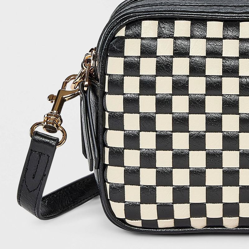 slide 5 of 5, Double Zip Camera Crossbody Bag - Universal Thread™ White/Black, 1 ct