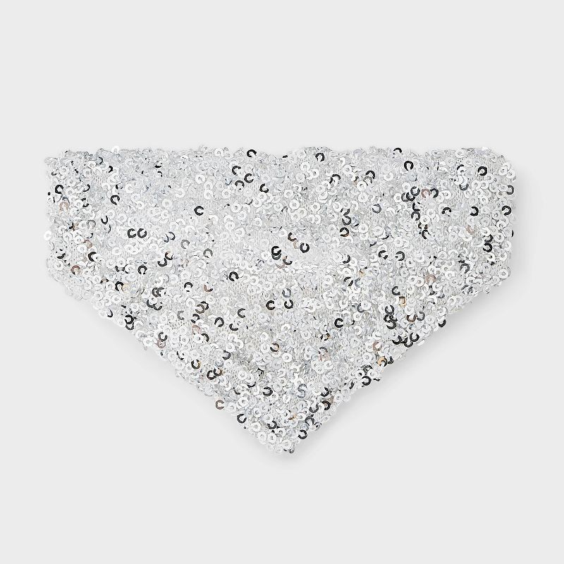 slide 2 of 3, Reversible Silver Sequins Dog Bandana - Boots & Barkley™ XS/S, 1 ct