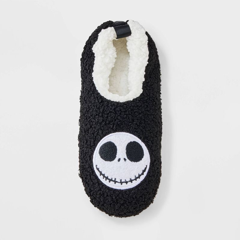 slide 3 of 4, The Nightmare Before Christmas Women's Embroidered Plush Nightmare Before Christmas Slipper Socks with Faux Suede Soles & Grippers - Black M/L, 1 ct