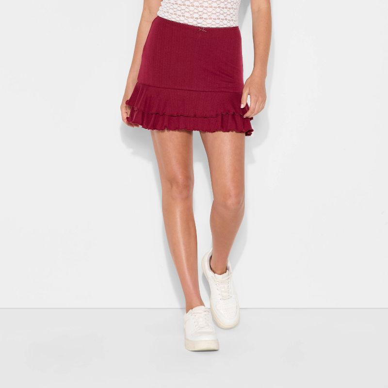 slide 2 of 3, Women's Mini A-Line Skort - Wild Fable™ Burgundy L, 1 ct