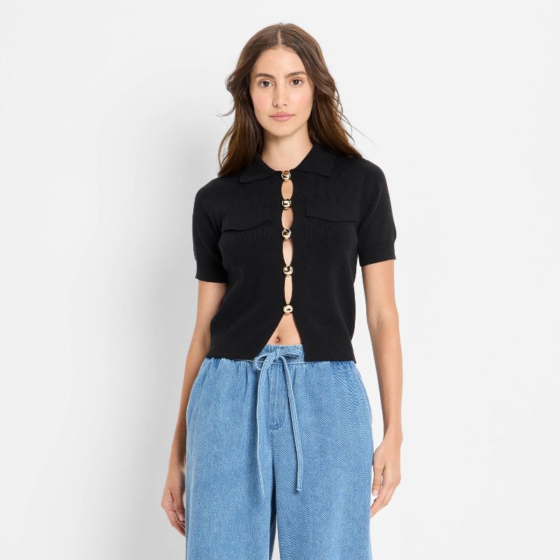 slide 1 of 3, Women's Cutout Pullover Sweater - Future Collective Black XL, 1 ct