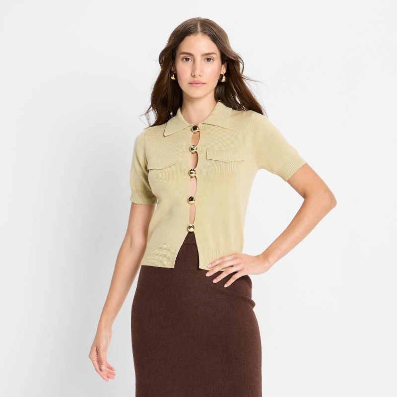 slide 1 of 3, Women's Cutout Pullover Sweater - Future Collective Light Green XL, 1 ct