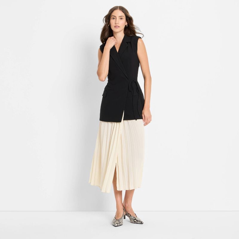 slide 3 of 3, Women's Pleated Midi A-Line Dress - Future Collective Black XS, 1 ct