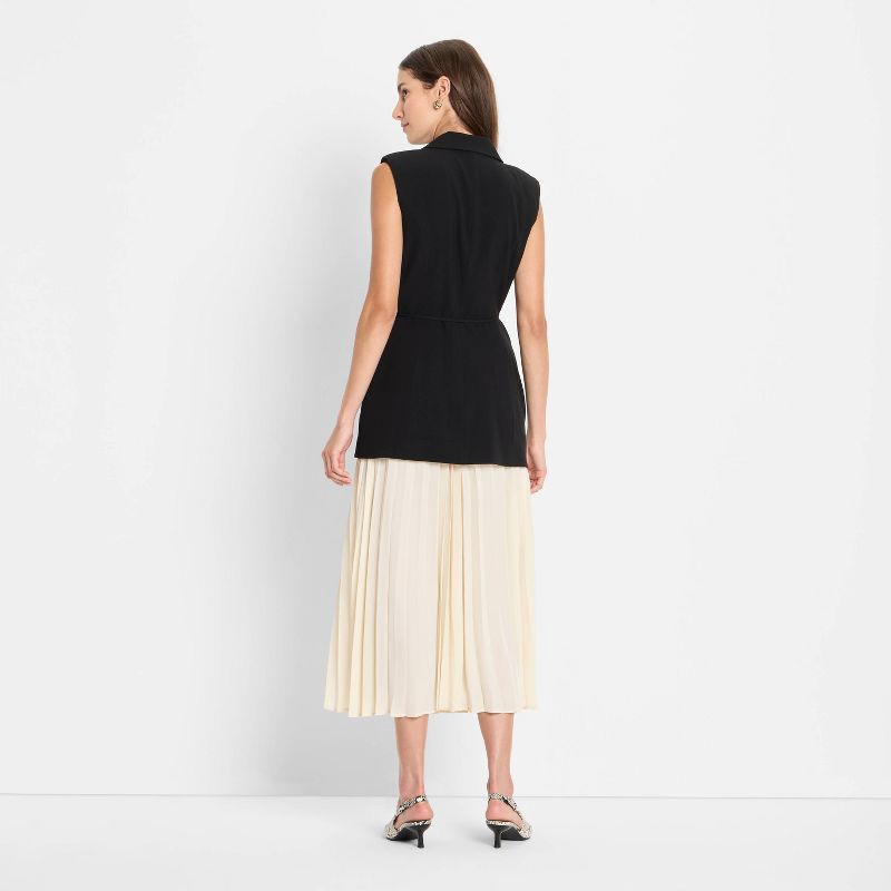 slide 2 of 3, Women's Pleated Midi A-Line Dress - Future Collective Black L, 1 ct