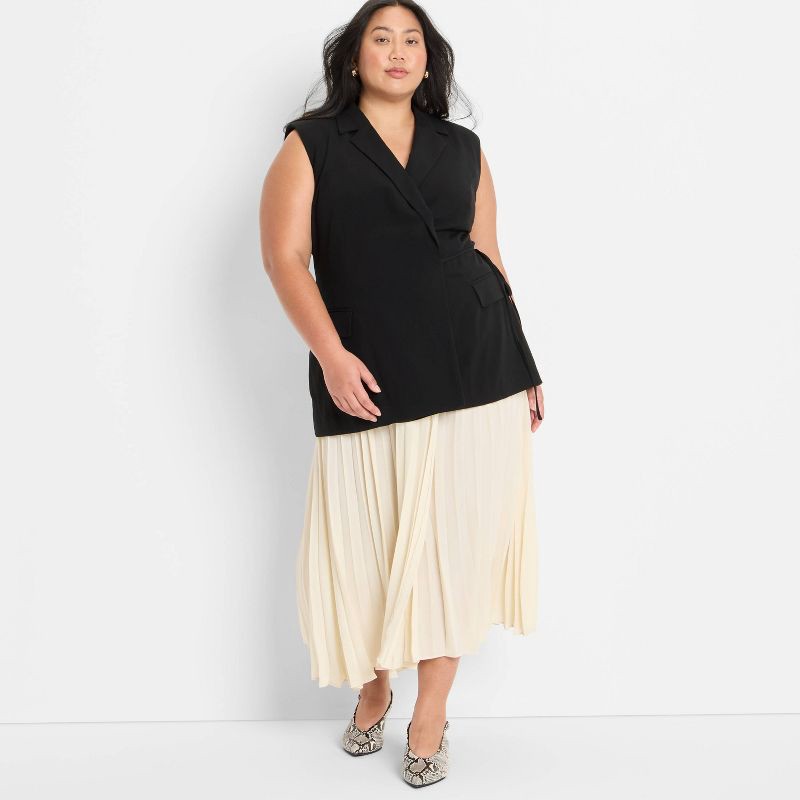 slide 3 of 3, Women's Pleated Midi A-Line Dress - Future Collective Black XXL, 1 ct