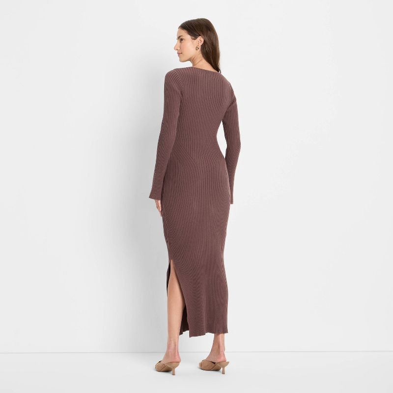 slide 2 of 3, Women's Ribbed Maxi Dress - Future Collective Light Brown XS, 1 ct