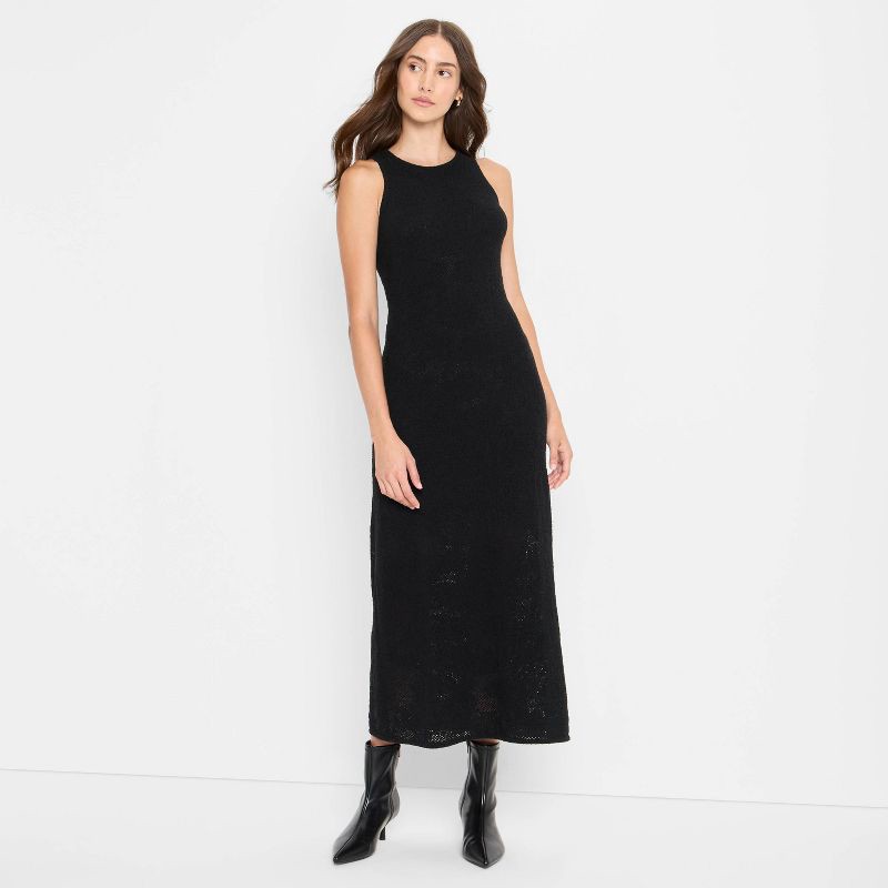 slide 3 of 3, Women's Lace Midi Sweater Dress - Future Collective Black L, 1 ct