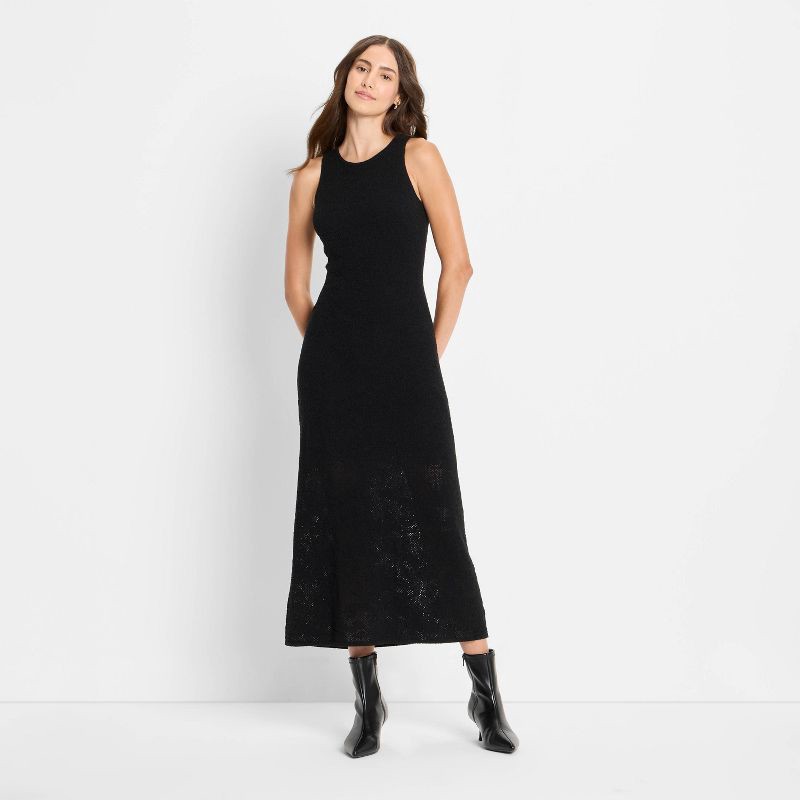 slide 1 of 3, Women's Lace Midi Sweater Dress - Future Collective Black L, 1 ct