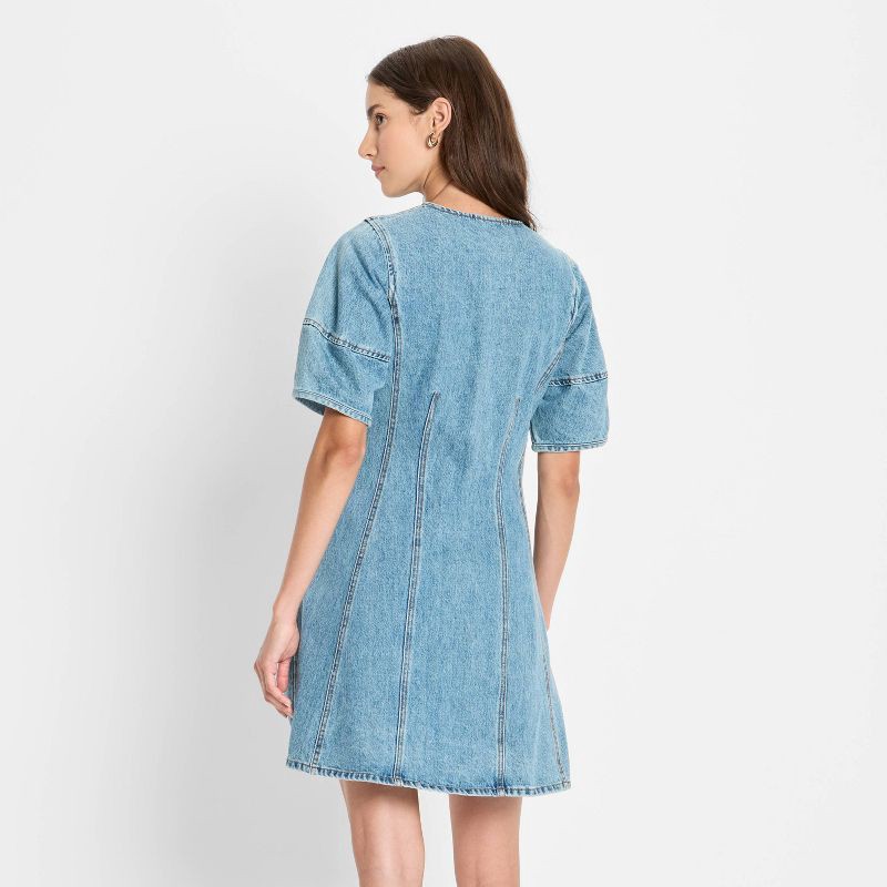 slide 2 of 3, Women's Corset Denim Mini A-Line Dress - Future Collective Medium Wash L, 1 ct