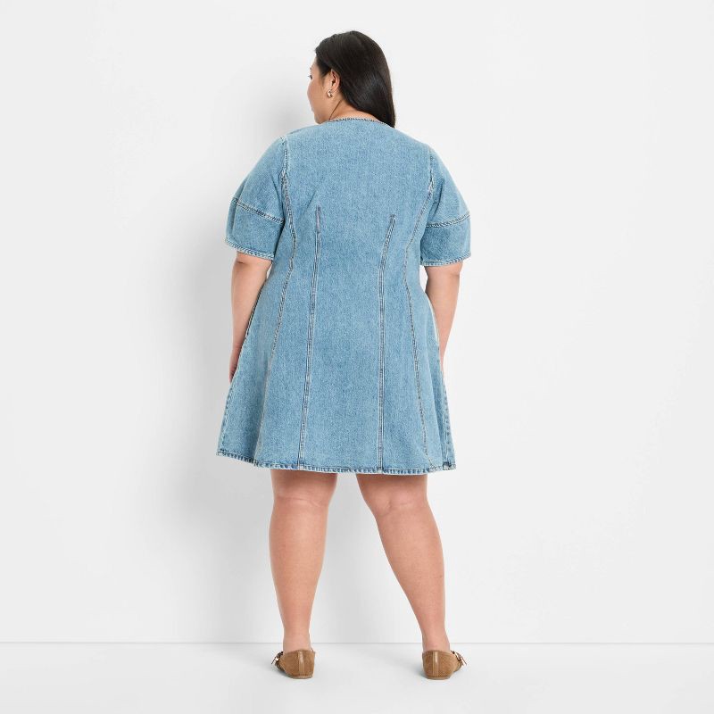 slide 2 of 3, Women's Corset Denim Mini A-Line Dress - Future Collective Medium Wash XXL, 1 ct