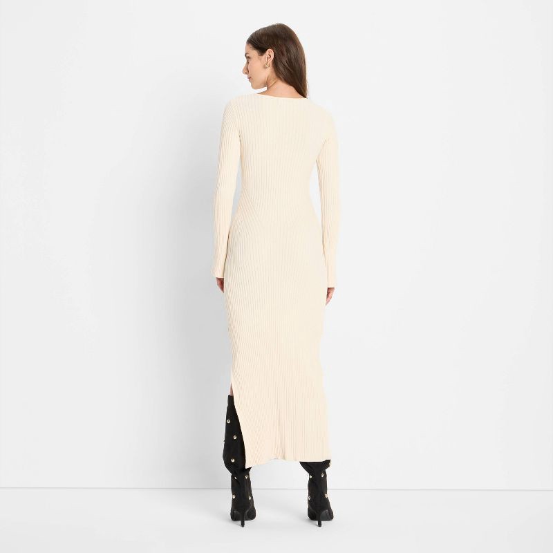 slide 2 of 3, Women's Ribbed Maxi Dress - Future Collective Cream S, 1 ct