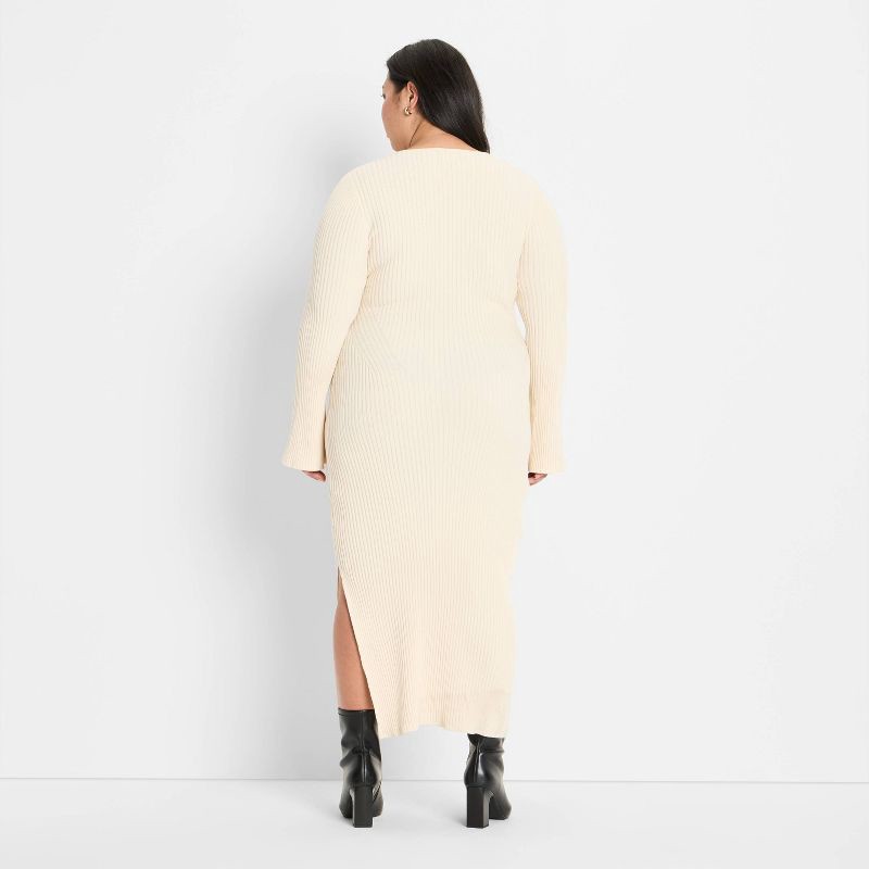 slide 2 of 3, Women's Ribbed Maxi Dress - Future Collective Cream XXL, 1 ct