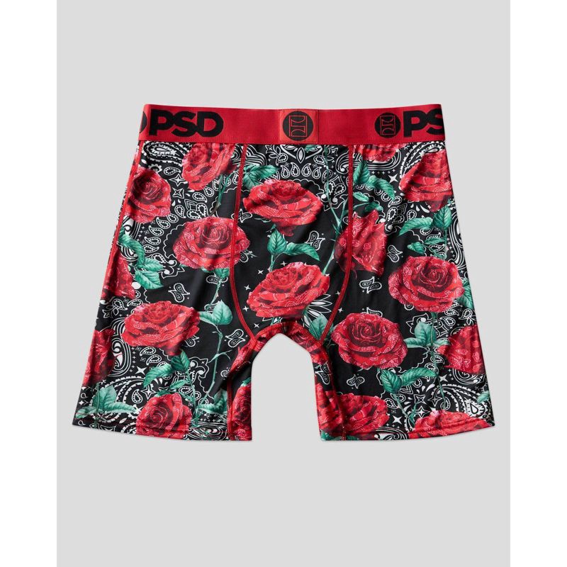 slide 3 of 6, PSD Men's Rose Print Briefs - Red/Blue S, 1 ct