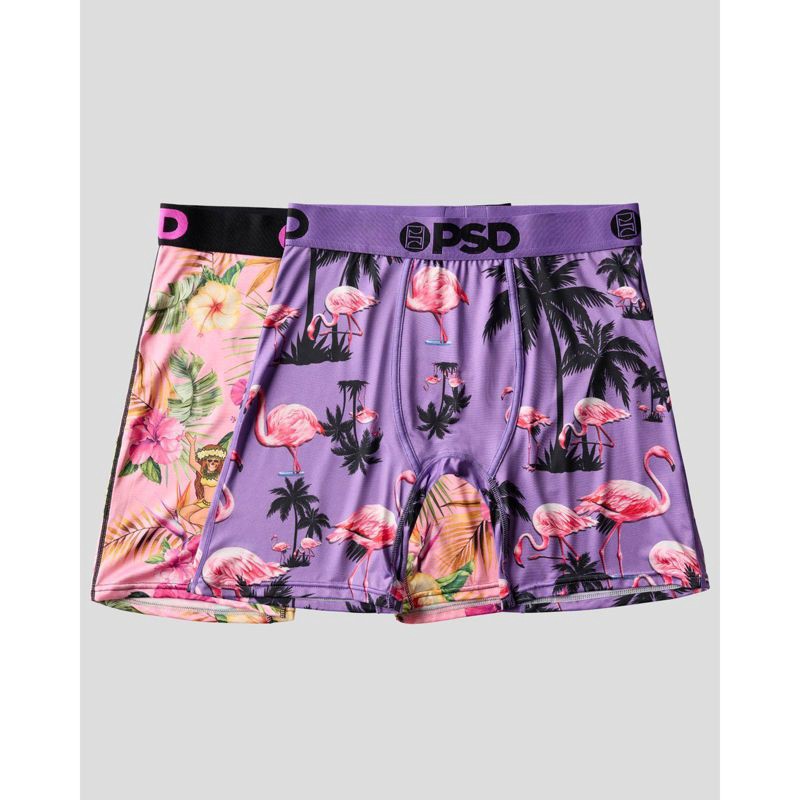 slide 1 of 6, PSD Men's Flamingo Print Briefs - Purple/Pink S, 1 ct