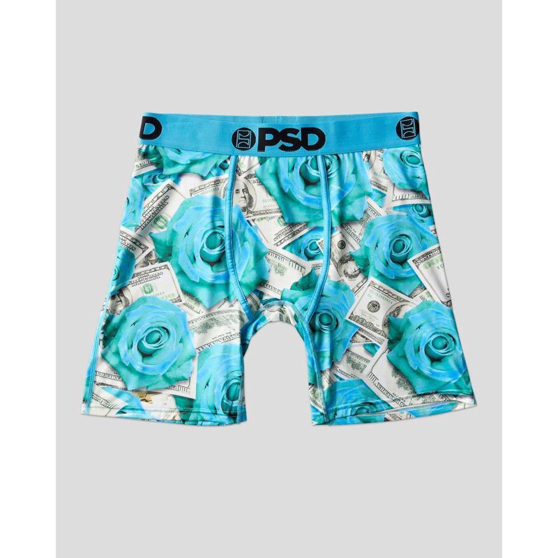 slide 2 of 6, PSD Men's Rose Floral Print Briefs - Blue L, 1 ct