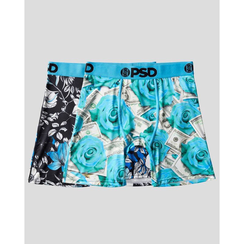 slide 1 of 6, PSD Men's Rose Floral Print Briefs - Blue L, 1 ct
