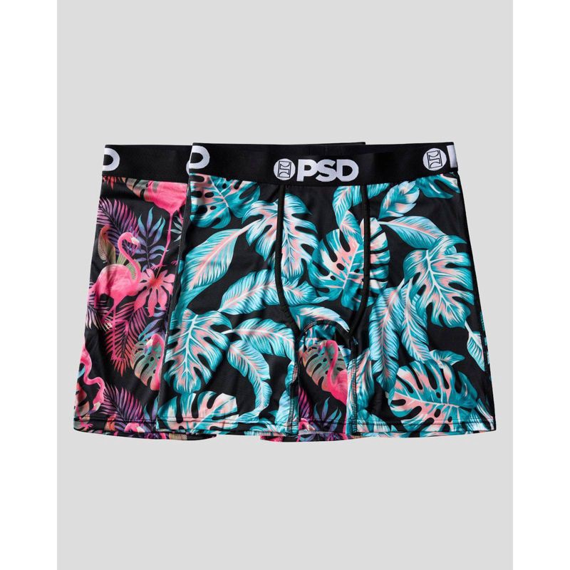 slide 1 of 6, PSD Men's Tropical Flamingo Print Briefs - Blue/Pink L, 1 ct