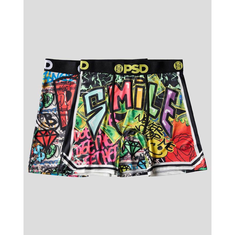 slide 1 of 6, PSD Men's Graffiti Smile Print Briefs - L, 1 ct