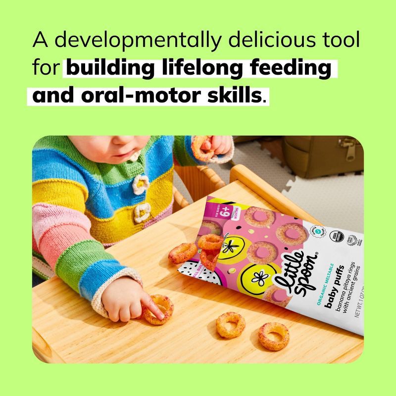 slide 4 of 6, Little Spoon Organic Banana Pitaya Ring Baby Puffs – 1oz, 1 oz