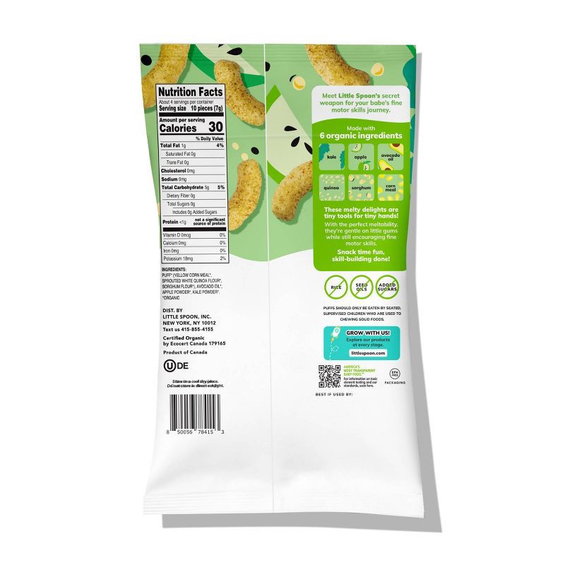 slide 3 of 6, Little Spoon Organic Kale Apple Curl Baby Puffs – 1oz, 1 oz