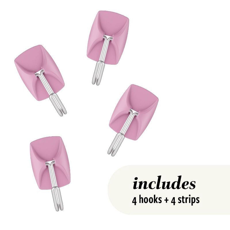 slide 9 of 9, Command 4pk Damage-Free Small Wire Hooks Lilac Lemonade, 4 ct