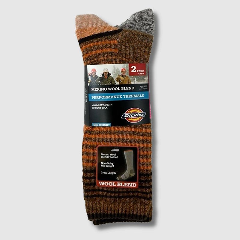 slide 2 of 4, Dickies Men's Striped Wool Blend Socks 2pk - Orange 6-12, 2 ct