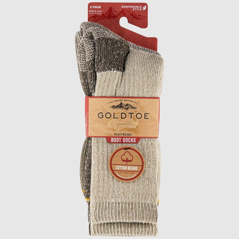 slide 2 of 5, GOLDTOE Signature Collection Men's Cotton Hiker Socks - Cream 6-12.5, 1 ct