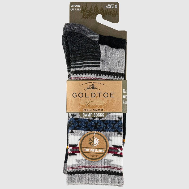 slide 2 of 5, GOLDTOE Signature Collection Men's Aztec Hiker Crew Socks - Gray 6-12.5, 1 ct